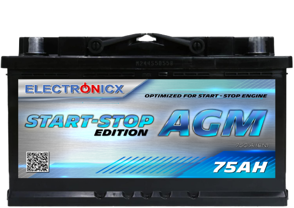 Electronicx AGM Autobatterie Starterbatterie Batterie Start-Stop 75AH 12V 750A