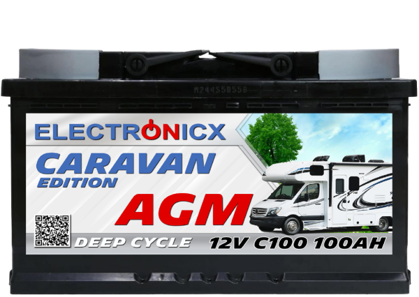 Electronicx Caravan Edition V2 Batterie AGM 100 AH 12V Wohnmobil Boot Versorgung