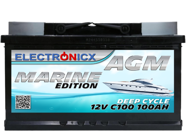 Electronicx marine edition battery agm 100 ah 12v boat ship supply battery
