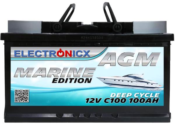 Electronicx Marine Edition Batterie AGM 100 AH 12V Boot Schiff Versorgungsbatterie