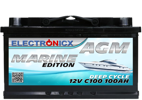 Electronicx Marine Edition Batterie AGM 100 AH 12V Boot Schiff Versorgungsbatterie