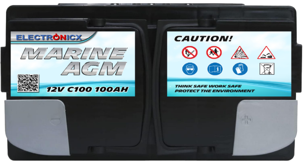 Electronicx Marine Edition Batterie AGM 100 AH 12V Boot Schiff Versorgungsbatterie