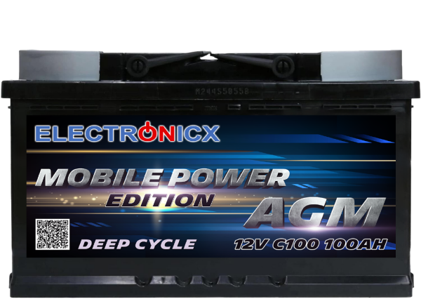 Electronicx Mobile Edition Batterie AGM 100 AH 12V  Versorgungsbatterie Freizeit Akku