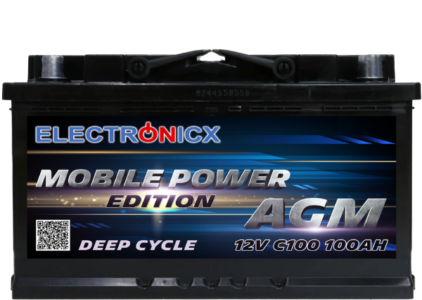 Electronicx Mobile Edition Batterie AGM 100 AH 12V  Versorgungsbatterie Freizeit Akku