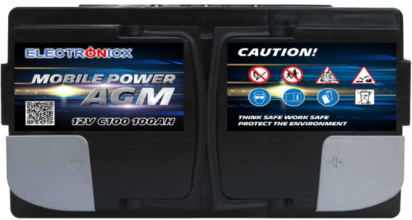 Electronicx Mobile Edition Batterie AGM 100 AH 12V  Versorgungsbatterie Freizeit Akku