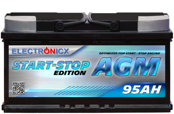 Electronicx AGM Autobatterie Starterbatterie Batterie Start-Stop 95 AH 12V 950A