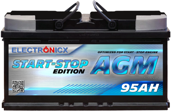 Electronicx AGM Autobatterie Starterbatterie Batterie Start-Stop 95 AH 12V 950A