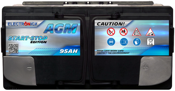 Electronicx AGM Autobatterie Starterbatterie Batterie Start-Stop 95 AH 12V 950A