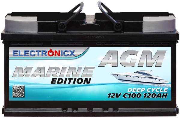 Electronicx Marine Edition Batterie AGM 120 AH 12V Boot Schiff Versorgungsbatterie