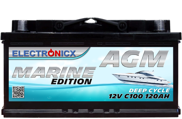 Electronicx Marine Edition Batterie AGM 120 AH 12V Boot Schiff Versorgungsbatterie