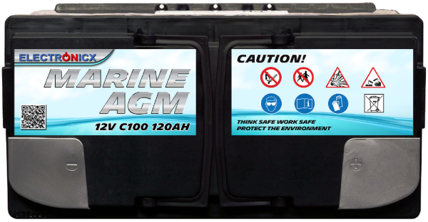 Electronicx Marine Edition Batterie AGM 120 AH 12V Boot Schiff Versorgungsbatterie