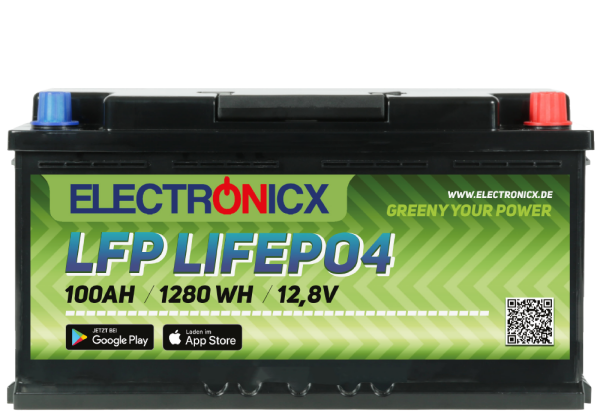 Electronicx LiFePO4 battery 12v 100Ah lfp bluetooth app lithium iron phosphate