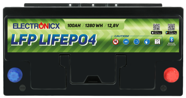 Electronicx LiFePO4 Akku 12V 100Ah LFP Bluetooth APP Lithium-Eisenphosphat