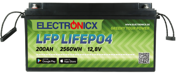 Electronicx LiFePO4 2560Wh 200Ah LFP Bluetooth APP Lithium iron phosphate
