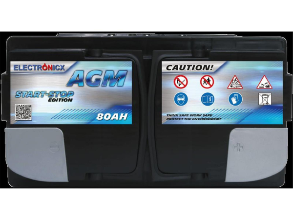 Electronicx AGM Autobatterie Starterbatterie Batterie Start-Stop 80 AH 12V 820A