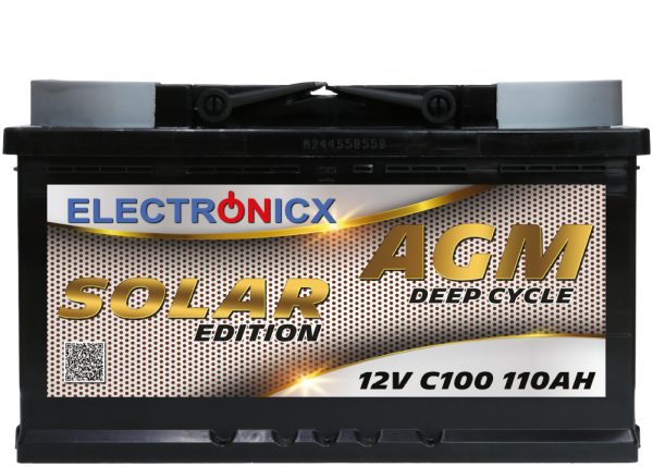 Solarbatterie 12V 110AH Electronicx Solar Edition AGM Batterie Solar Akku Versorgungsbatterie stromspeicher photovoltaik Camping Solaranlage Gartenh