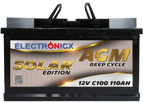 Solarbatterie 12V 110AH Electronicx Solar Edition AGM Batterie Solar Akku Versorgungsbatterie stromspeicher photovoltaik Camping Solaranlage Gartenh