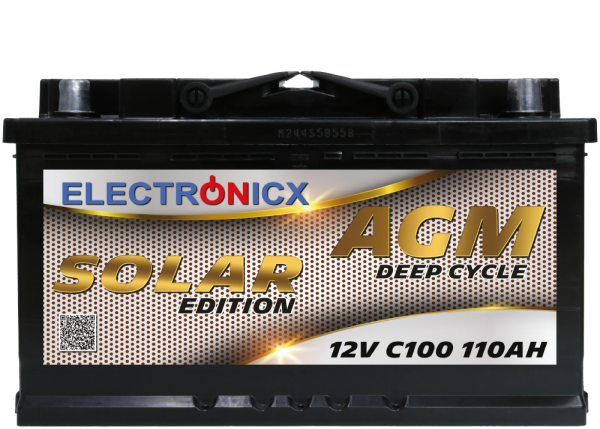 Solarbatterie 12V 110AH Electronicx Solar Edition AGM Batterie Solar Akku Versorgungsbatterie stromspeicher photovoltaik Camping Solaranlage Gartenh