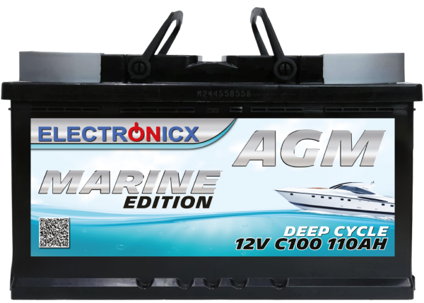 AGM Batterie 110AH Electronicx Marine Edition Boot Schiff Versorgungsbatterie 12V Akku Deep Bootsbatterie Autobatterie Solarbatterie Solar Batterien…