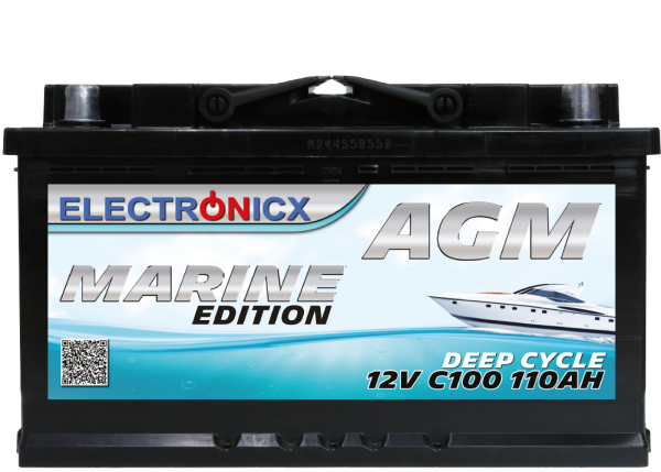AGM Batterie 110AH Electronicx Marine Edition Boot Schiff Versorgungsbatterie 12V Akku Deep Bootsbatterie Autobatterie Solarbatterie Solar Batterien…
