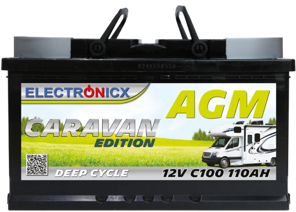 Electronicx Caravan edition battery agm 110 ah 12v motorhome boat supply