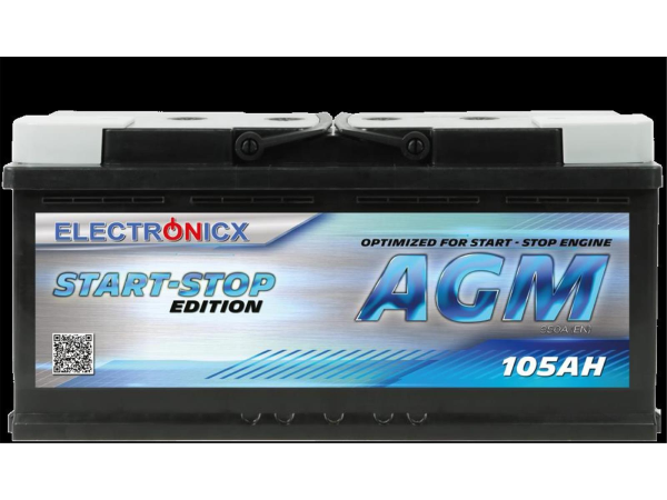 Electronicx AGM Autobatterie Starterbatterie Batterie Start-Stop 105 AH 12V 950A