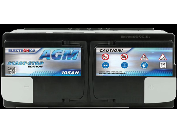 Electronicx AGM Autobatterie Starterbatterie Batterie Start-Stop 105 AH 12V 950A