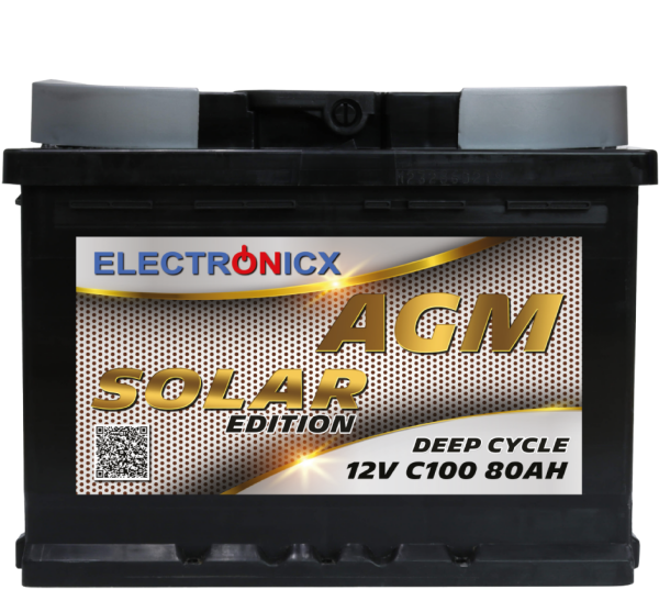 Solarbatterie 12V 80AH Electronicx Solar Edition AGM Batterie Solar Akku Versorgungsbatterie stromspeicher photovoltaik Camping Solaranlage Gartenhaus…