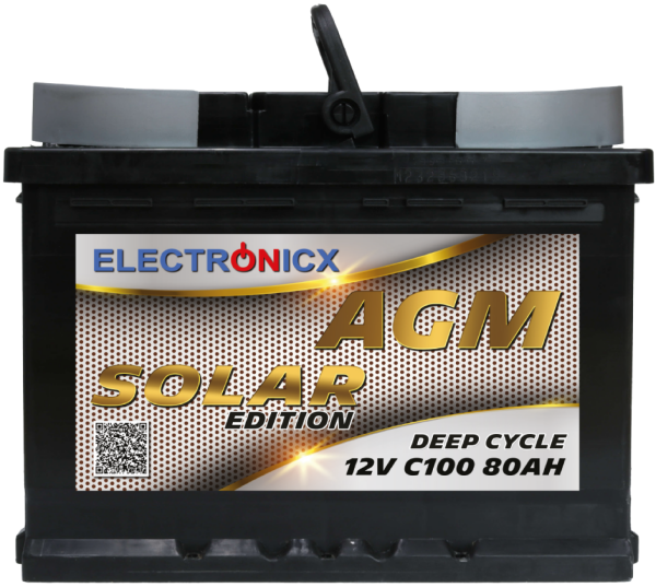 Solarbatterie 12V 80AH Electronicx Solar Edition AGM Batterie Solar Akku Versorgungsbatterie stromspeicher photovoltaik Camping Solaranlage Gartenhaus…