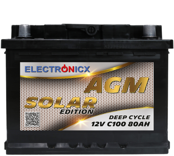 Solarbatterie 12V 80AH Electronicx Solar Edition AGM Batterie Solar Akku Versorgungsbatterie stromspeicher photovoltaik Camping Solaranlage Gartenhaus…
