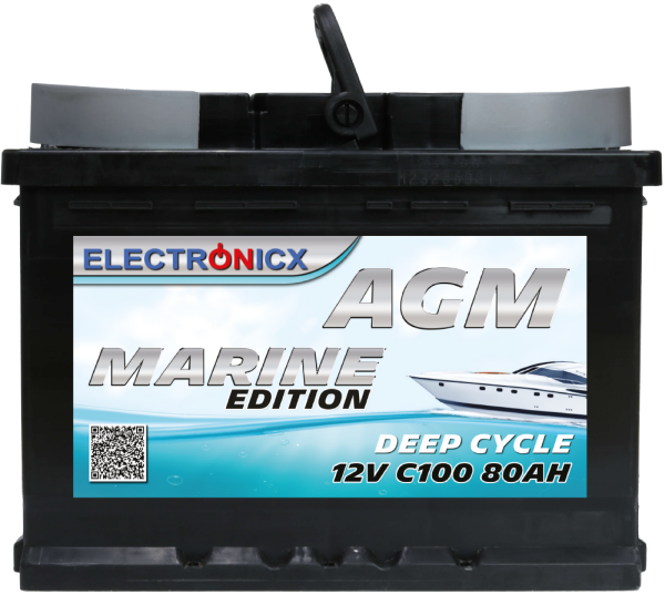 AGM Batterie 80AH Electronicx Marine Edition Boot Schiff Versorgungsbatterie 12V Akku Deep Bootsbatterie Solarbatterie Solar Batterien…