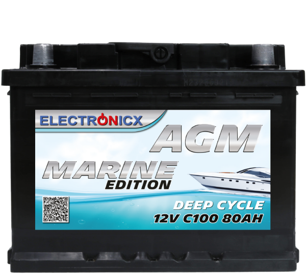 AGM Batterie 80AH Electronicx Marine Edition Boot Schiff Versorgungsbatterie 12V Akku Deep Bootsbatterie Solarbatterie Solar Batterien…