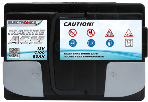 AGM Batterie 80AH Electronicx Marine Edition Boot Schiff Versorgungsbatterie 12V Akku Deep Bootsbatterie Solarbatterie Solar Batterien…