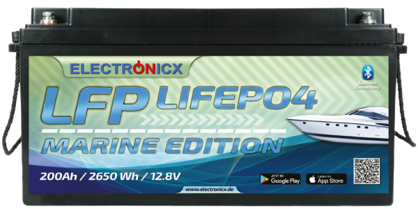 Electronicx Marine Edition LiFePO4 2560Wh 200Ah LFP Bluetooth APP Lithium-Eisenphosphat