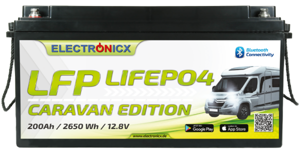 Electronicx Caravan Edition LiFePO4 2560Wh 200Ah lfp Bluetooth app Lithium Iron Phosphate