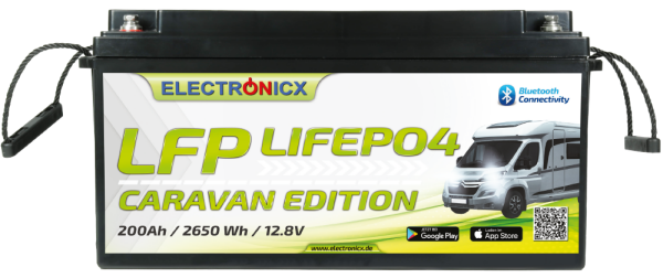 Electronicx Caravan Edition LiFePO4 2560Wh 200Ah lfp Bluetooth app Lithium Iron Phosphate