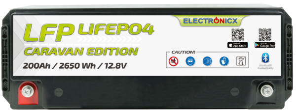 Electronicx Caravan Edition LiFePO4 2560Wh 200Ah lfp Bluetooth app Lithium Iron Phosphate