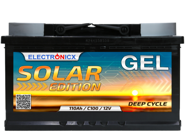 Solarbatterie 12V 110AH Electronicx Solar Edition GEL Batterie Solar Akku Versorgungsbatterie stromspeicher photovoltaik Camping Solaranlage Gartenh