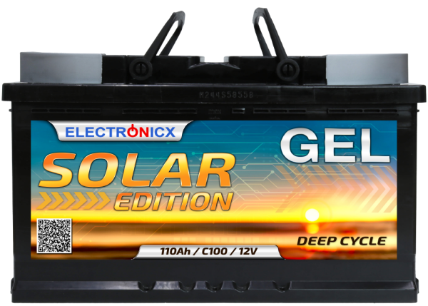 Solarbatterie 12V 110AH Electronicx Solar Edition GEL Batterie Solar Akku Versorgungsbatterie stromspeicher photovoltaik Camping Solaranlage Gartenh