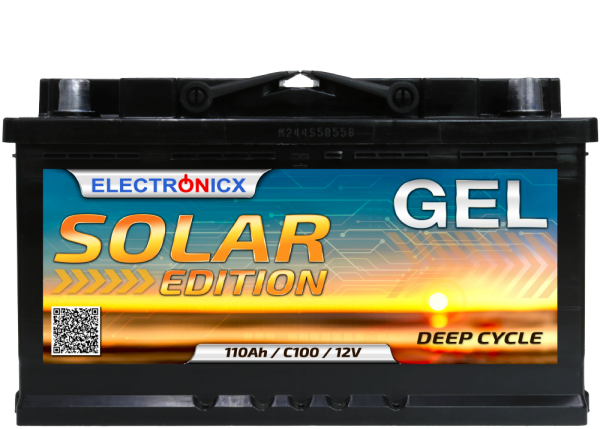 Solarbatterie 12V 110AH Electronicx Solar Edition GEL Batterie Solar Akku Versorgungsbatterie stromspeicher photovoltaik Camping Solaranlage Gartenh