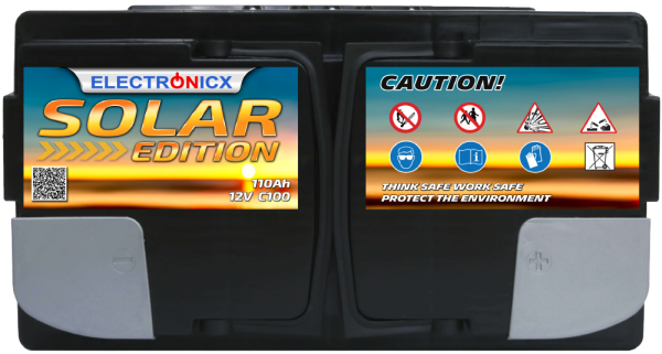Solarbatterie 12V 110AH Electronicx Solar Edition GEL Batterie Solar Akku Versorgungsbatterie stromspeicher photovoltaik Camping Solaranlage Gartenh