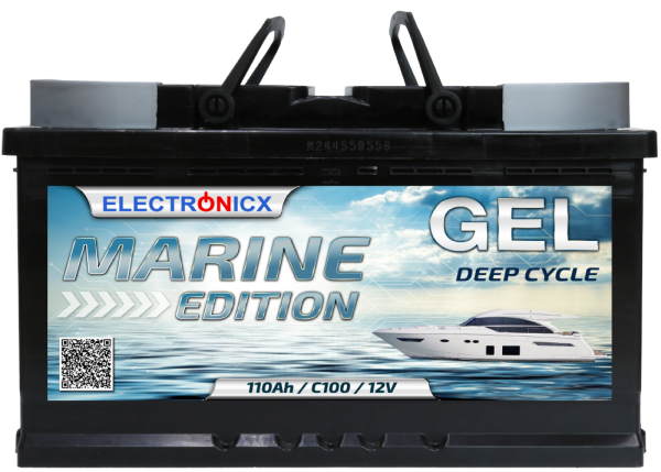 GEL Batterie 110AH Electronicx Marine Edition Boot Schiff Versorgungsbatterie 12V Akku Deep Bootsbatterie Autobatterie Solarbatterie Solar Batterien…