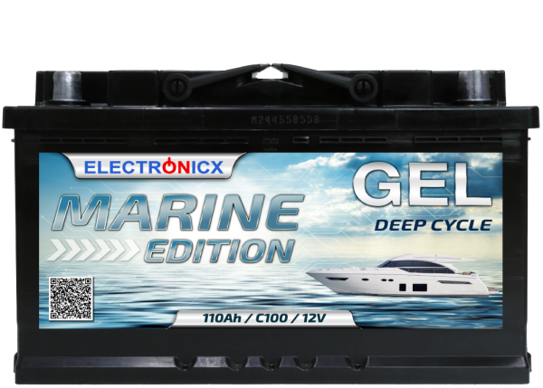 GEL Batterie 110AH Electronicx Marine Edition Boot Schiff Versorgungsbatterie 12V Akku Deep Bootsbatterie Autobatterie Solarbatterie Solar Batterien…