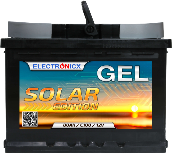Solar battery 12v 80ah Electronicx Solar Edition gel battery solar battery supply battery power storage photovoltaic camping solar system garden..