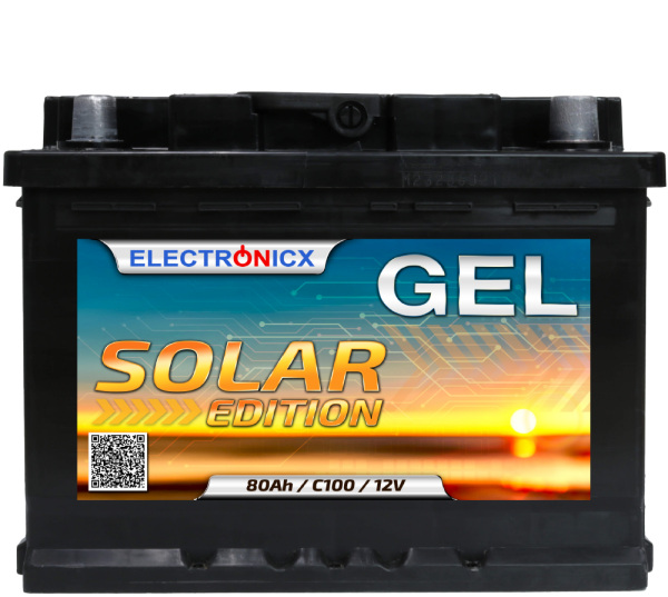 Solar battery 12v 80ah Electronicx Solar Edition gel battery solar battery supply battery power storage photovoltaic camping solar system garden..