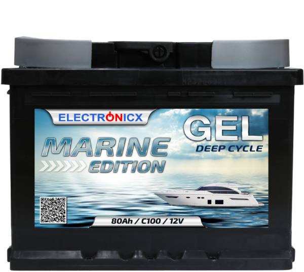 GEL Batterie 80AH Electronicx Marine Edition Boot Schiff Versorgungsbatterie 12V Akku Deep Bootsbatterie Autobatterie Solarbatterie Solar Batterien…