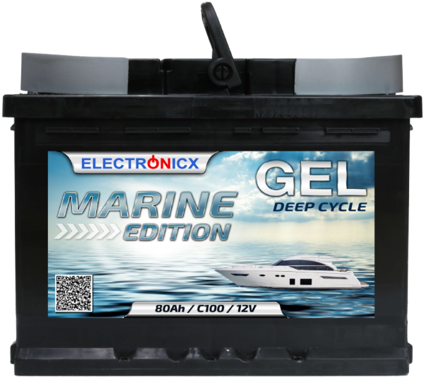 GEL Batterie 80AH Electronicx Marine Edition Boot Schiff Versorgungsbatterie 12V Akku Deep Bootsbatterie Autobatterie Solarbatterie Solar Batterien…