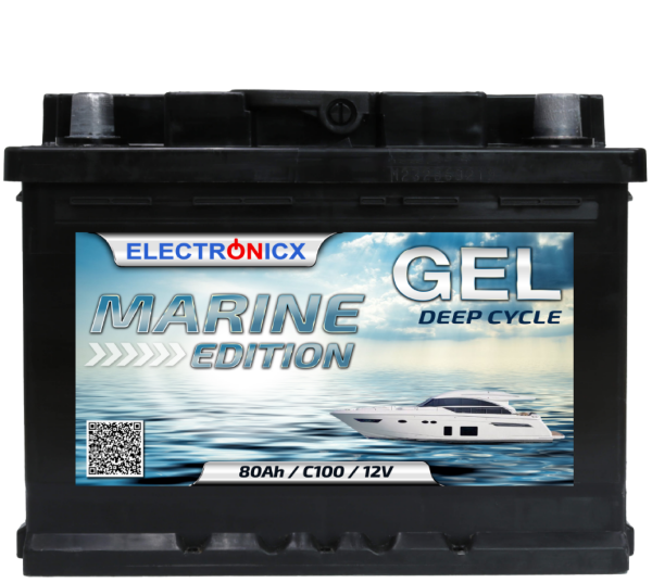 GEL Batterie 80AH Electronicx Marine Edition Boot Schiff Versorgungsbatterie 12V Akku Deep Bootsbatterie Autobatterie Solarbatterie Solar Batterien…